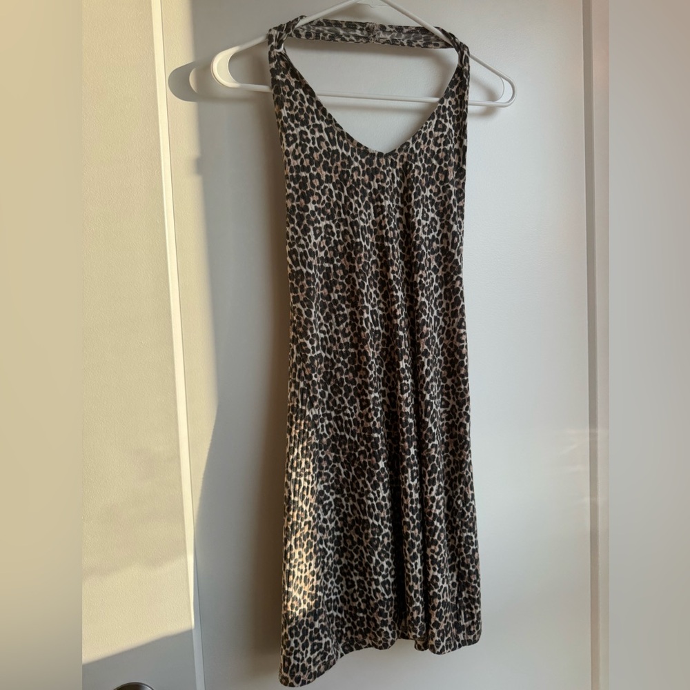 American Eagle Halter Leopard Print Dress